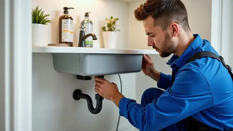 Professional plumber working